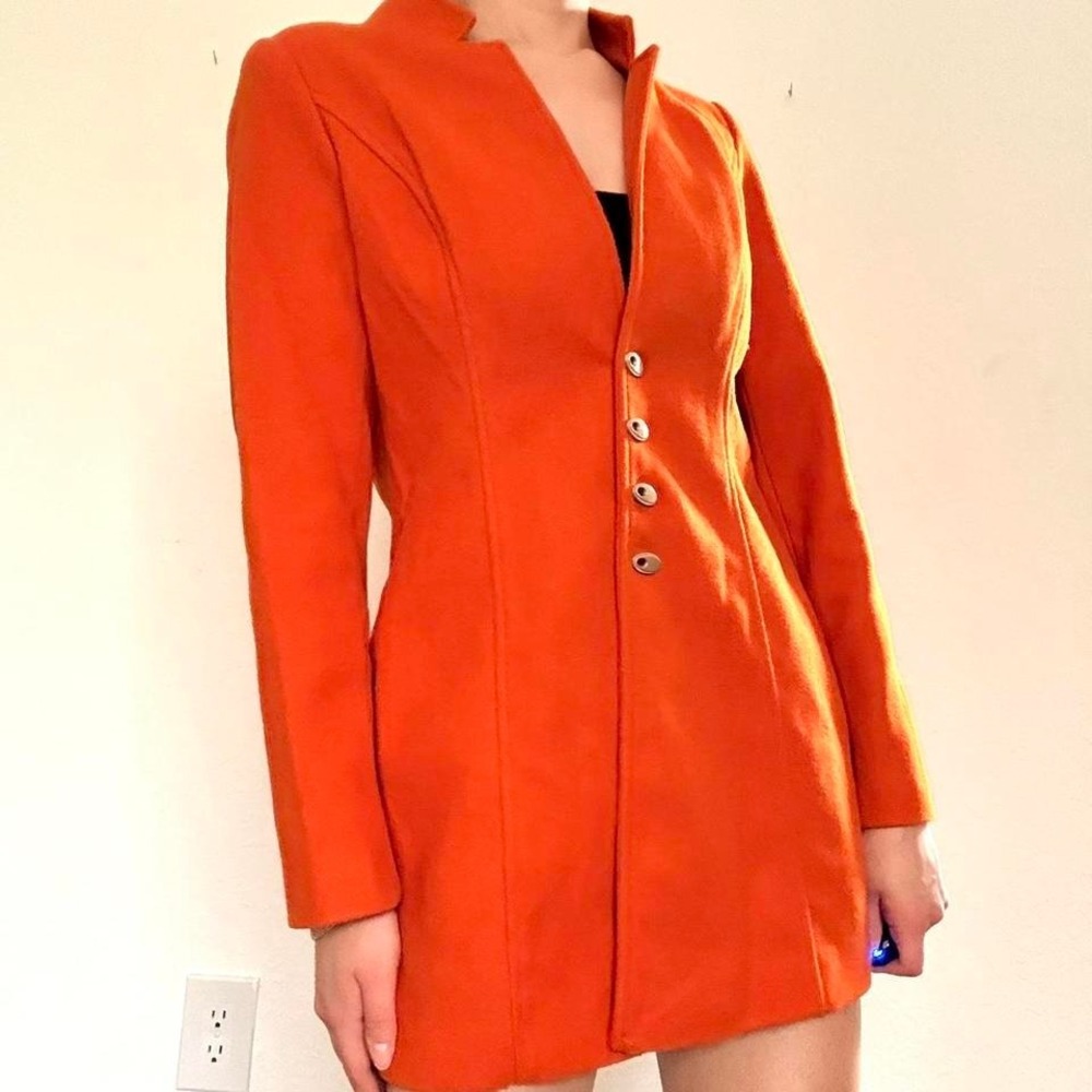Bright Orange Structured Button Coat - image 1